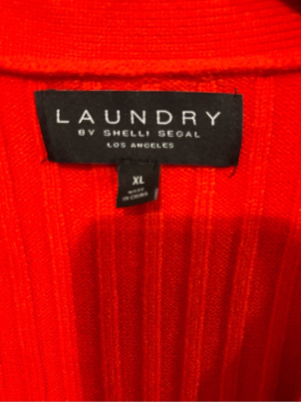Laundry by Shelli Segal Red Ribbed Pearl Button Ruffle Cardigan - Picture 5 of 10